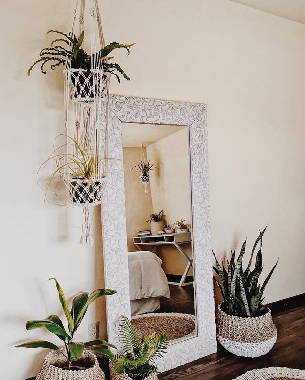 Carved Mirror & Macramé