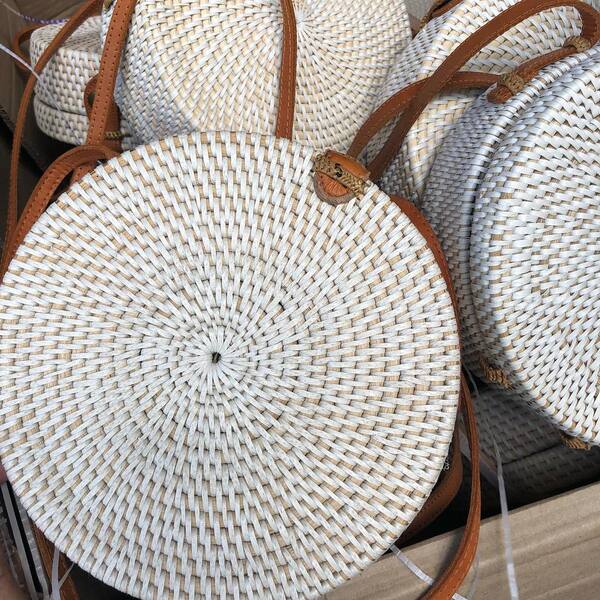 White Rattan Bags