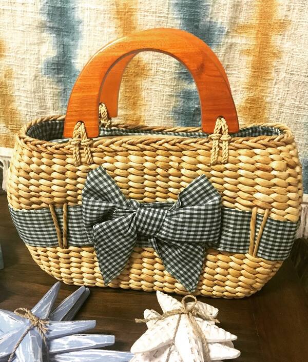 Gingham Basket Handbag