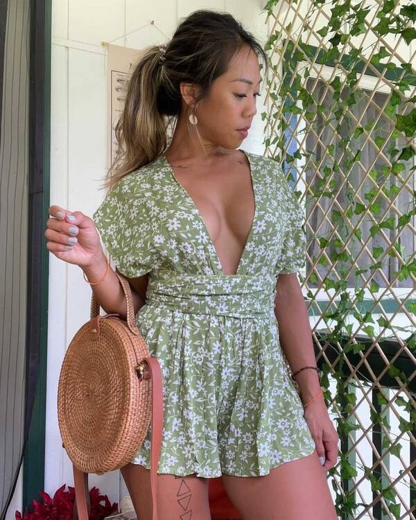 Green Floral Romper