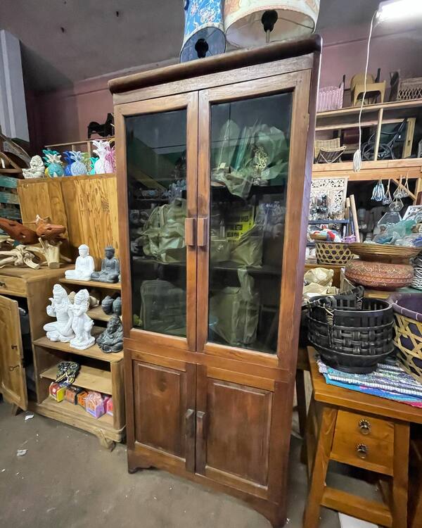Teak Glass Display Cabinet