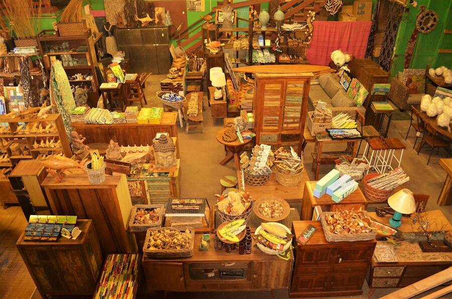 Overhead view of Balimoon store packed with goods