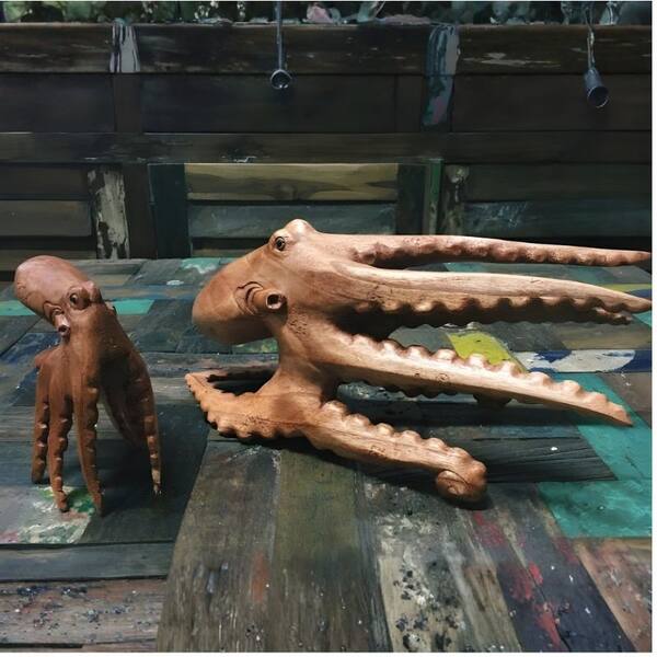 Wood Octopus Sculptures
