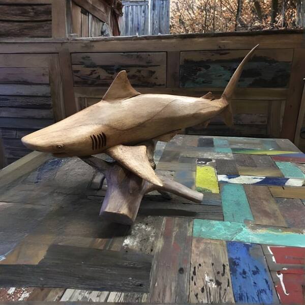 Wood Shark Sculpture