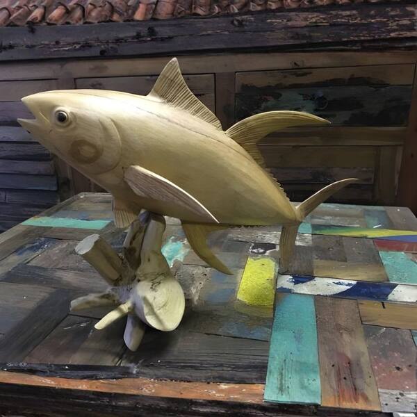 Wood Tuna Sculpture